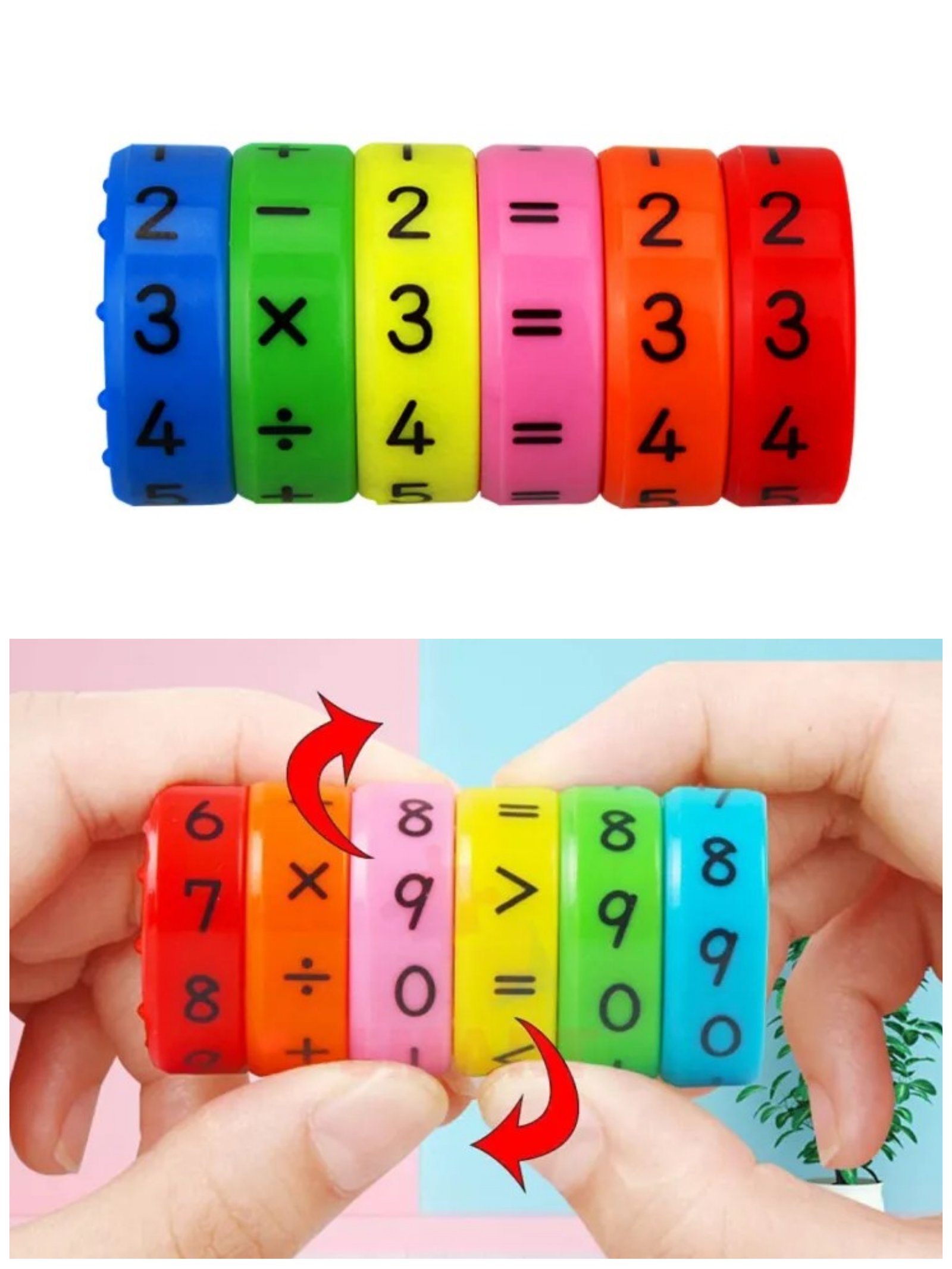 Cylinder Circular Shape Puzzle Game - Brain Intelligence Developing Magnetic Arithmetic Learning Toys for Kids 6 pcs