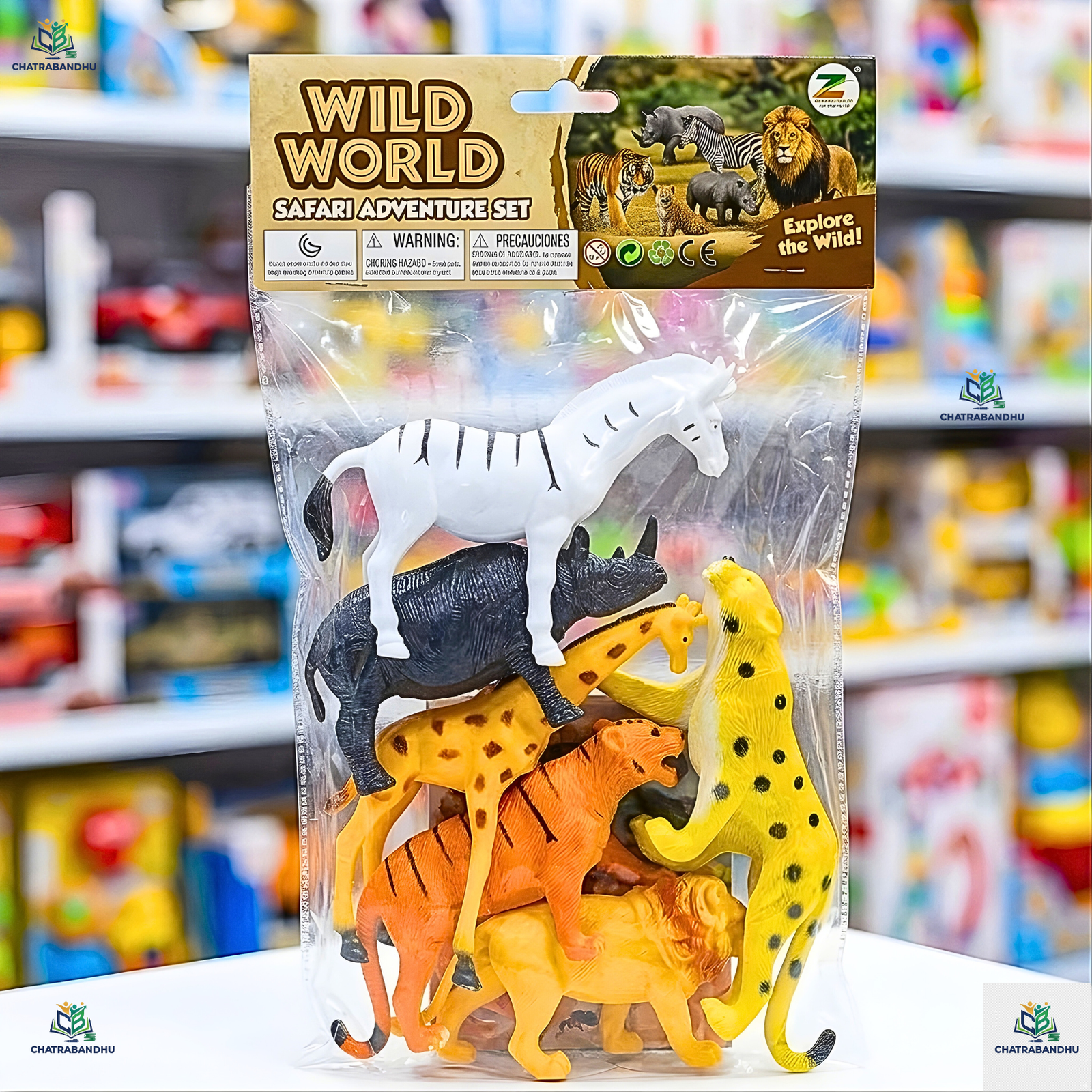 Big Size Playtime Fantasy Animal Jungle Set 6 Pcs  Large Realistic Wild Animal Figures Toys for Kids Non Toxic  Chatrabandhu Big Size Tiger Lion Rhino Zebra Figure Set
