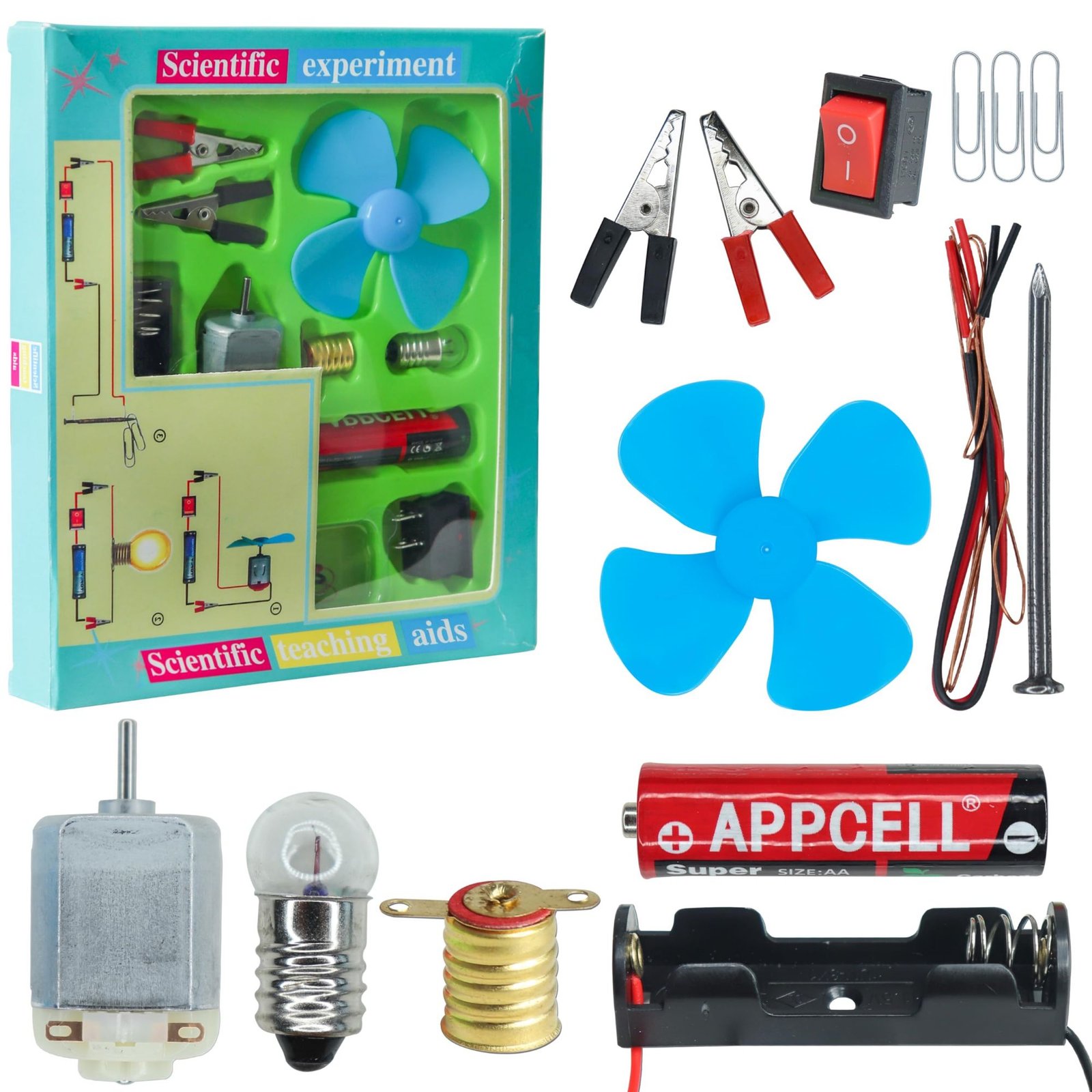 Scientific Experiment Kit – Scientific Kit for Kids, STEM Kit, Electric Circuit Kit for Students with Motor Fan Toy, DIY Science Kit for Students, Science Experiment Kit